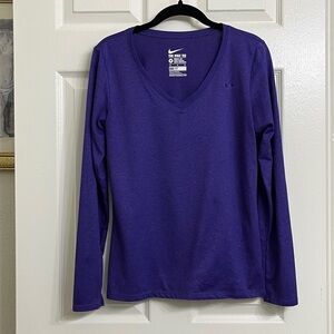 Nike Purple Long Sleeve V-Neck Tee